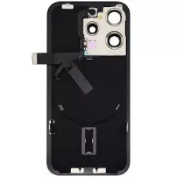 Para iPhone 15 Pro Max, cristal trasero + placa trasera + imán + cable flexible para linterna (Grado A-) - Negro Para iPhone 15 Pro Max, cristal trasero + placa trasera + imán + cable flexible para linterna (Grado A-) - Negro