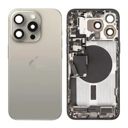 Para iPhone 15 Pro Max, cristal trasero + placa trasera + imán + cable flexible para linterna (Grado A-) - Natural Para iPhone 15 Pro Max, cristal trasero + placa trasera + imán + cable flexible para linterna (Grado A-) - Natural