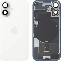 For iPhone 17 Back Glass + Backplate + Magnet + Flashlight Flex Pulled- White