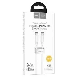 HOCO X51 High-Power Type C To Type C Cable, 100W, 5A, 1M White