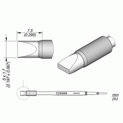 JBC C245069 Soldering Tip Chisel Cartridge 5 x 1.7 HT