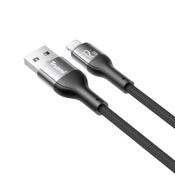 Trusmi 2.4A USB A To Lightning LED Aluminum Alloy Braided Cable - Black
