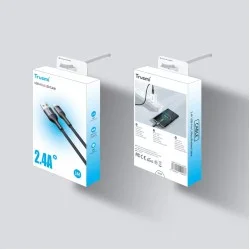 Trusmi 2.4A USB A To Lightning LED Aluminum Alloy Braided Cable - Black