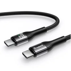 Trusmi 60W USB-C To USB_C LED Aluminum Alloy Braided Cable-Black