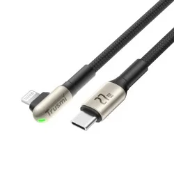 Trusmi 27W USB C TO Lightning Angled LED Zinc Alloy Braided Black 1M