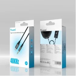 Trusmi USB C To 3.5mm Three-level Audio Male Braided Audio Cable 1M- Black