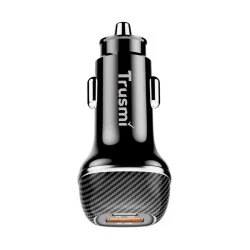 Trusmi 48W Dual Port USB-A USB-C Carbon Fiber Fast Car Charger - Black