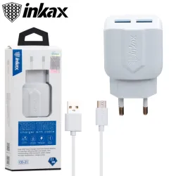 INKAX CD-21 Travel charger + Micro cable 2USB 2.1A White