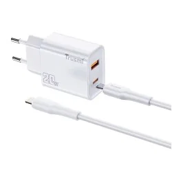 Trusmi PD20W GaN Fast Charger Set With USB-C To Lightining Cable- White