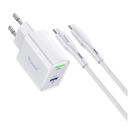 Trusmi PD 25W Type-C Charger Set With 25W USB-C To USB-C- White