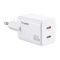 Trusmi PD40W Dual USB-C Port GaN Fast Charger- White