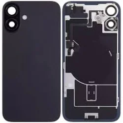 Vitre arrière pour iPhone 16 Plus + nappe NFC/lampe torche d'origine - Noir