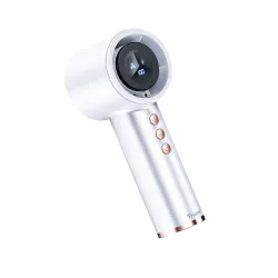 Trusmi Handventilator, faltbar, mit digitaler Anzeige, hoher Drehzahl und Fingerring – Weiß