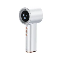 Trusmi Handventilator, faltbar, mit digitaler Anzeige, hoher Drehzahl und Fingerring – Weiß