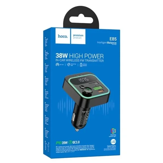 HOCO E85 38W PD20W+QC3.0 Car Charger With Bluetooth + FM Transmitter