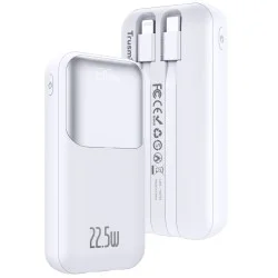 Trusmi PD22.5W Ultra Mini Digital With L+C Cable Powerbank 10000mAh - White