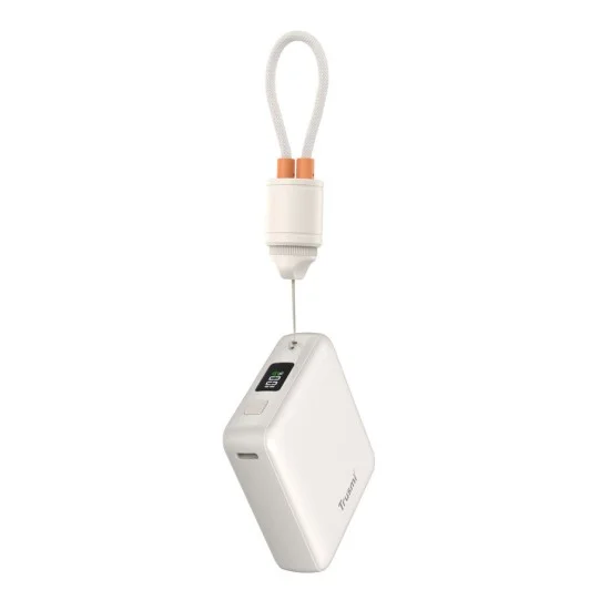  Trusmi PD22.5W Single C Digital Display Power Bank 10000mAh With USB-C To USB-C Cable- White 