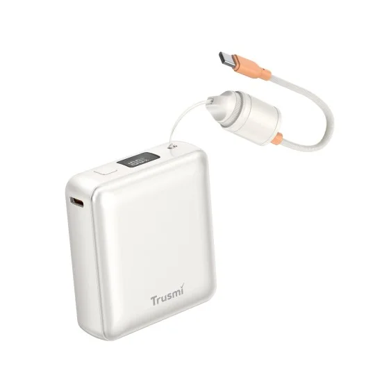 Trusmi PD22.5W Single C Digital Display Power Bank 10000mAh With USB-C To USB-C Cable- White Trusmi PD22.5W Single C Digital Display Power Bank 10000mAh With USB-C To USB-C Cable- White