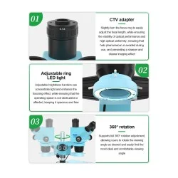 RELIFE RL-M6T Pro-B11 Trinocular HD stereo microscope 6.5~65x continuous zoom- Blue RELIFE RL-M6T Pro-B11 Trinocular HD stereo microscope 6.5~65x continuous zoom- Blue