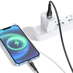 Trusmi 2.4A USB A to Lightning Silicone Cable 2M - Black
