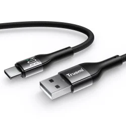 Trusmi 3A USB-A To USB-C LED Aluminum Alloy Braided Cable - Black Trusmi 3A USB-A To USB-C LED Aluminum Alloy Braided Cable - Black
