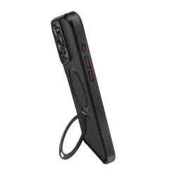 Trusmi Carbon Fiber Kickstand Magnetic Phone Case For iPhone 15- Black Trusmi Carbon Fiber Kickstand Magnetic Phone Case For iPhone 15- Black