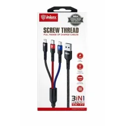 Inkax CK-77 Charge Cables 3-in-1 Nylon 1.2M Inkax CK-77 Charge Cables 3-in-1 Nylon 1.2M