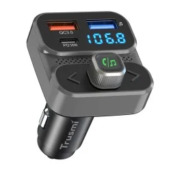 Trusmi PD 36W USB A QC 3 Car FM Bluetooth Transmitter- Black