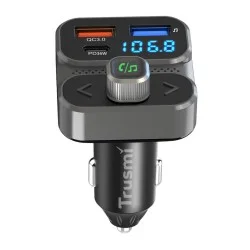 Trusmi PD 36W USB A QC 3 Car FM Bluetooth Transmitter- Black