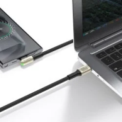 Trusmi 60W USB-C To USB-C Angled LED Zinc Alloy Braided Black 1M