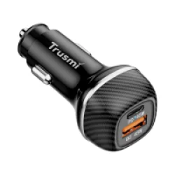 Trusmi 48W Dual-Port USB-A/USB-C Schnell-Autoladegerät aus Kohlefaser – Schwarz Trusmi 48W Dual-Port USB-A/USB-C Schnell-Autoladegerät aus Kohlefaser – Schwarz