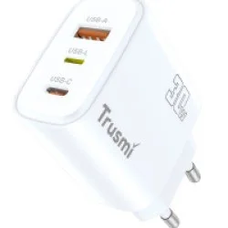 Trusmi PD30W USB-A+USB-C+Lightning (support Lightning TO USB-C charging)GaN Fast Charger EU- White Trusmi PD30W USB-A+USB-C+Lightning (support Lightning TO USB-C charging)GaN Fast Charger EU- White